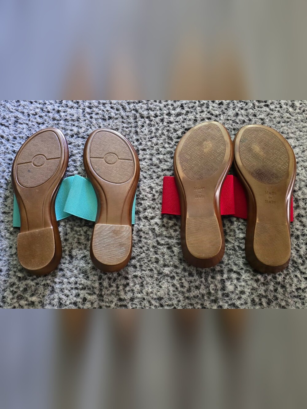 2 pairs of Italian Shoemakers Women's Turquoise and Red Slide Sandals - Picture 2 of 3